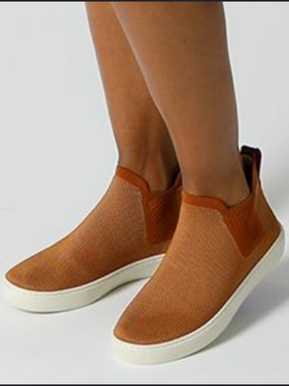 Rothy's The Chelsea Pull On Knit Sneaker Booties Fawn Brown